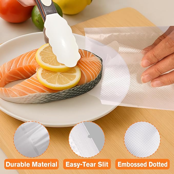 FUNFERY Precut Vacuum Sealer Bags for Food, 100 Gallon 11" x 16", Food Long-Term Storage and Sous Vide Commercial-Grade Bag, 