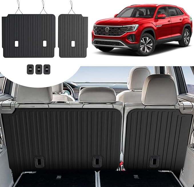 2nd Backrest Mat for 2018-2025 2026 Volkswagen VW Atlas (Not for Cross Sport)-All Weather TPE Seat Back Cover Protection Kick Mats for 2025 VW Atlas SE SEL Peak Edition Accessories-7 Seats