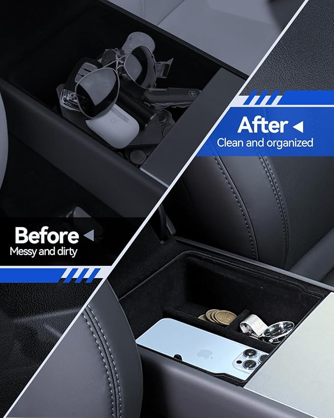 for Model 3 Center Console Organizer Armrest Tray Middle Storage Box Insert Container Durable ABS Plastic Accessories 2024 2025