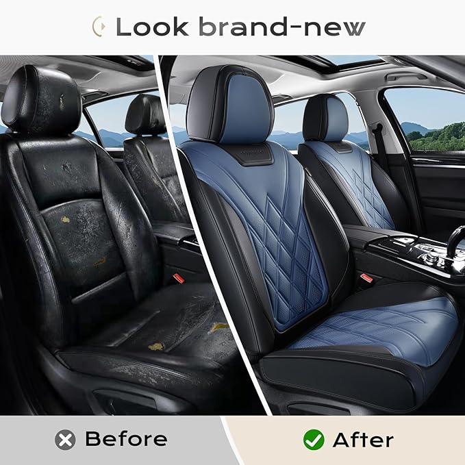 Coverado Car Seat Covers, Front Covers for Cars, Car Seat Cover Front Seats, Automotive Seat Cover, Waterproof, Leather Car S