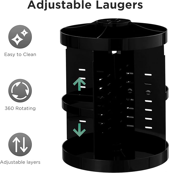 HBlife Extra Large 360 Rotating Makeup Organizer Adjustable Carousel Large Capacity Revolving Perfume Organizer Skincare Orga