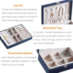 Voova Jewelry Box Organizer for Women Girls, 2 Layer Large Men Jewelry Storage Case,PU Leather Display Jewellery Holder with 