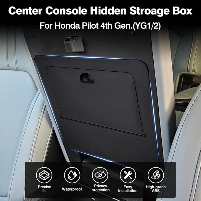 Autorder Armrest Hidden Storage Box for 2023-2026 Honda Pilot/2024-2026 Ridgeline/2024-2026 Passport Accessories Center Console Organizer Secret Compartment Hidden Organizer Insert Tray