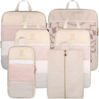 See Through Expandable Compression Packing Cubes, Mesh Travel Packing Cubes for Suitcases, Lightweight Organizers Bag Set for