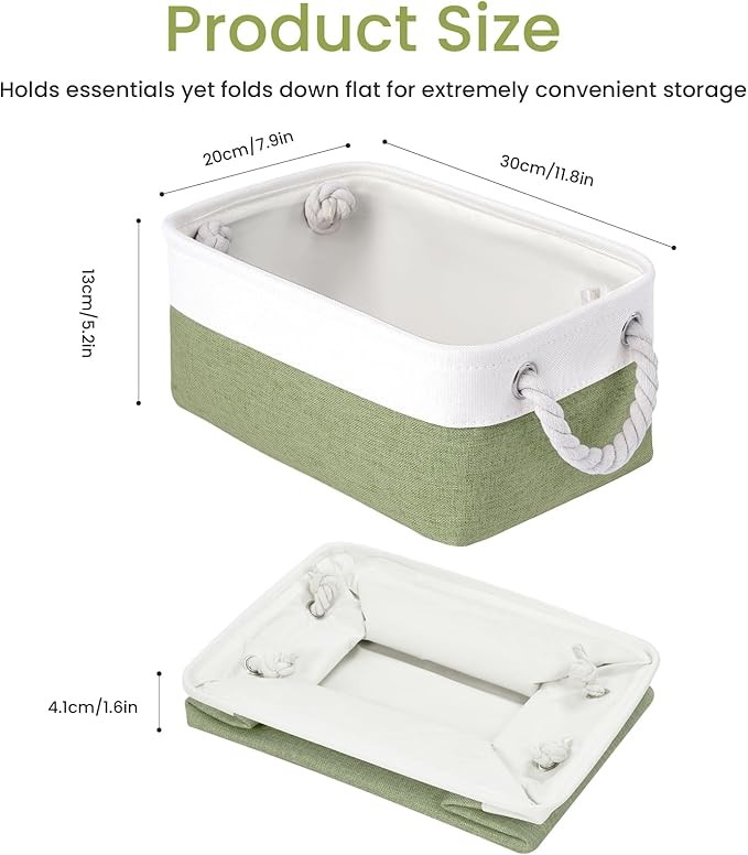 Storage Baskets for Shelves 11.8x7.9x5.2 Inch, Foldable Fabric Storage Bins with Handles, Small Storage Baskets for Organizin