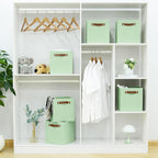 FinishingBo 6-Pack Storage Cubes with Handles & Label Holders Basket, Closet Cube Home Organizer Bins(Green, 10.5*10.5*11 inc