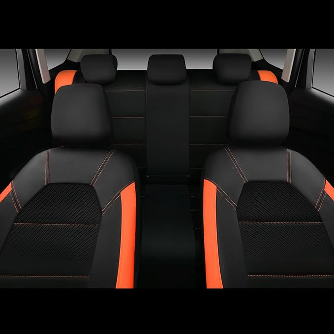 CAR PASS Leather Seat Covers, Breathable Universal Car Seat Cover Full Set for Cute Women Girly,5mm Composite Sponge Inside,A