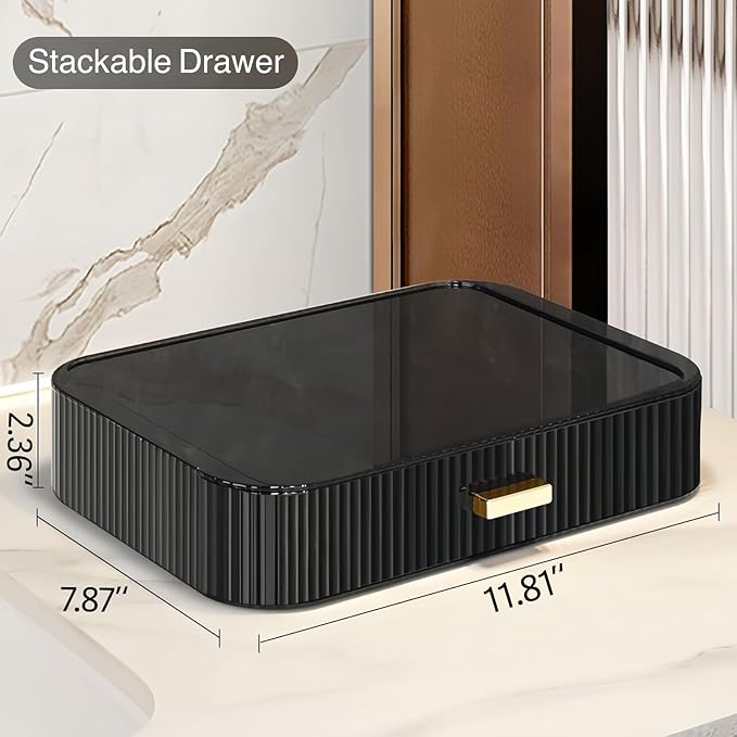 Stackable Cosmetics Organizer Drawers, Bathroom Vanity Makeup Organizer and Storage, Ideal for Desk and Dresser Countertops, 