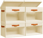 Homsorout Large Storage Bins with Lids - 4 Pack Foldable Decorative Organizers with Clear Windows & Handles, Cube Storage Org