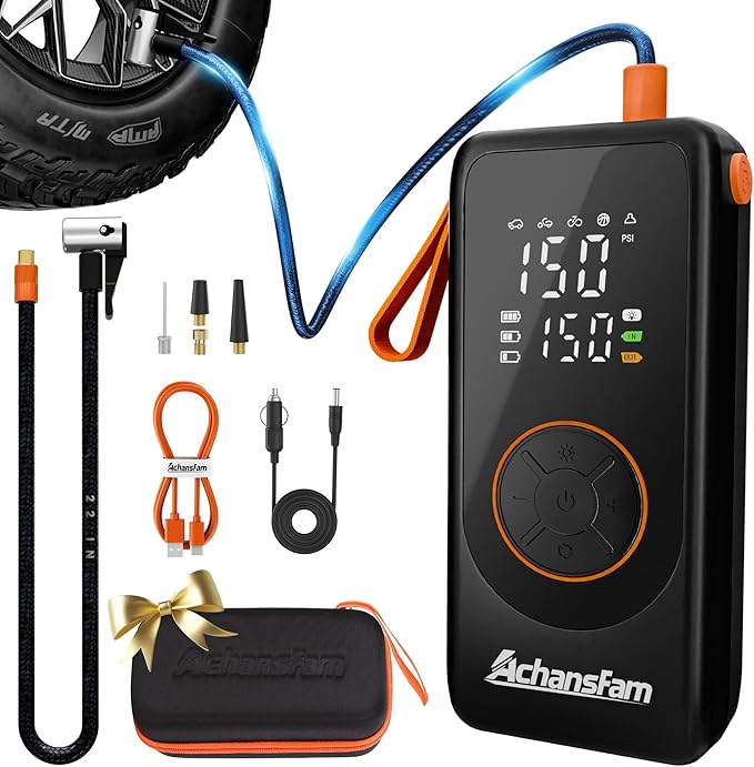 P9 Pro Cordless Portable Air Compressor, 48s Fast Inflation, Dual Power Supply, 150 PSI Digital Tire Pump with Inflator Deflator Function, Includes Storage Case for Car Truck Bike Ball