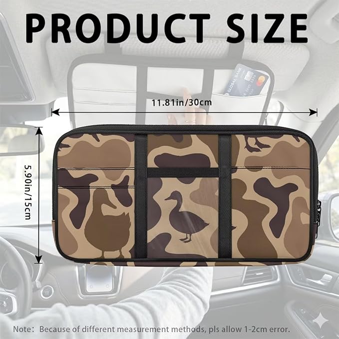 Duck Camo Car Sun Visor Organizer Multi-Pocket Sun Visor Organizer Personalized Car Interior Accessories Keep Tidy for Cars, Trucks & SUVs