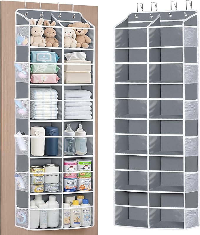 Univivi Over the Door Organizer, 6 Tiers Behind Door Storage with Clear Deep Pockets Hanging Organizer for Closet, Bedroom, N