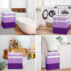 HomeHacks 2 Pack Large Laundry Baskets, Waterproof, Freestanding Laundry Hampers, Collapsible Clothes Hamper with Reinforced 