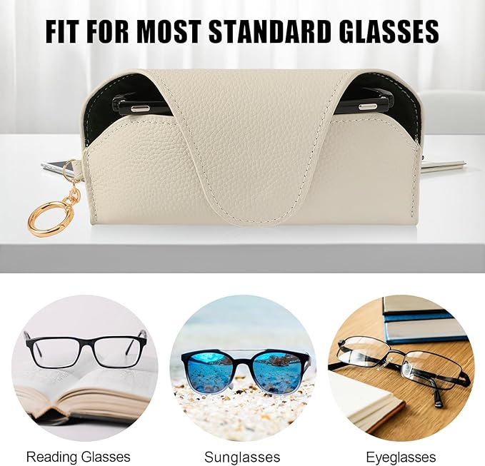 Magnetic Sunglass Holder for Car Visor, Travel Sunglasses Case with Clip for Purse, Eyeglasses Case