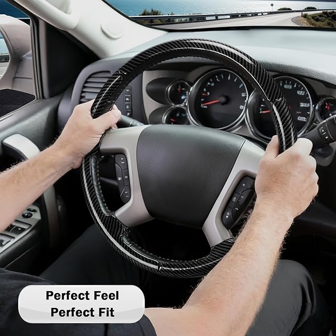 Steering Wheel Cover for Chevy Silverado 1500 GMC Sierra 1500 2007-2013/2500 3500 Chevrolet Tahoe Suburban Yukon (Yukon XL) 2007-2014/ Traverse 2009-2017/ GMC Sierra 2500HD 3500HD 2008-2014