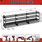 50" W Large Power Tool Organizer Wall Mount, Load 600lbs, 4 Layer Heavy Duty 12 Cordless Drills Holder, Battery Tool Storage 