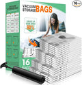 16 Pack Vacuum Storage Bags, Space Saver Bags, Compression for Comforters and Blankets, Sealer Clothes Storage with Hand Pump