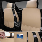 CAR PASS Beige Leather Bling Car Seat Covers Full Set, Luxury Microfiber Nappa PU Cushioned, Waterproof Anti-Slip Universal F