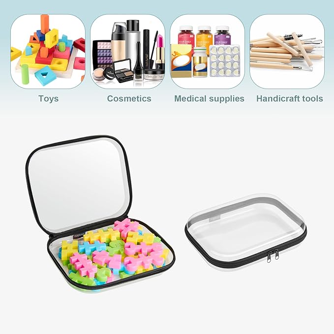 YQBRAO Hard Sided Clear Zipper Case for Storage- Professional-Grade Plastic Clear Zipper Pencil Case,Toy Storage Bins, Toilet
