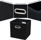 Black Fabric Cubby Storage Bins，13x13x13 Inches ，Cube Organizer Bin Foldable Storage Boxes with Dual Handles Fabric Organizer