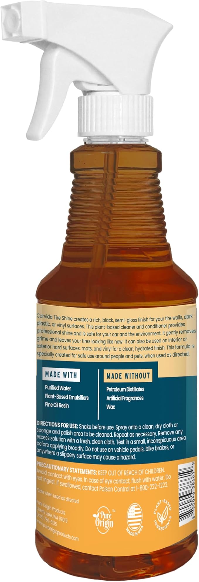 Tire Shine, Plant-based and Hydrating Cleaner for Tires, Wheels, and Automotive Surfaces, 16oz