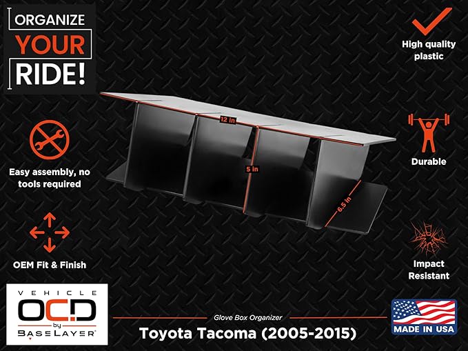 Vehicle OCD - Glove Box Organizer for Toyota Tacoma (2005-2015) - Made in USA - SLX101