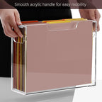 DINGHUO Acrylic File Organizer Box Letter Size Hanging File Organizer, Clear Portable File Folder Box with Handle, Filing Cra