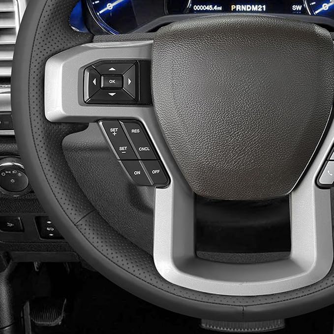 MEWANT Hand Stitch Steering Wheel Cover for Ford F150 F250 F350 Expedition 2018-2021 Ford 150 Truck Steering Wheel Wrap