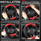 GIANT PANDA Microfiber Leather Steering Wheel Cover for Honda Accord,Civic,CR-V,HR-V,Pilot(Black+Red-Standard Size)