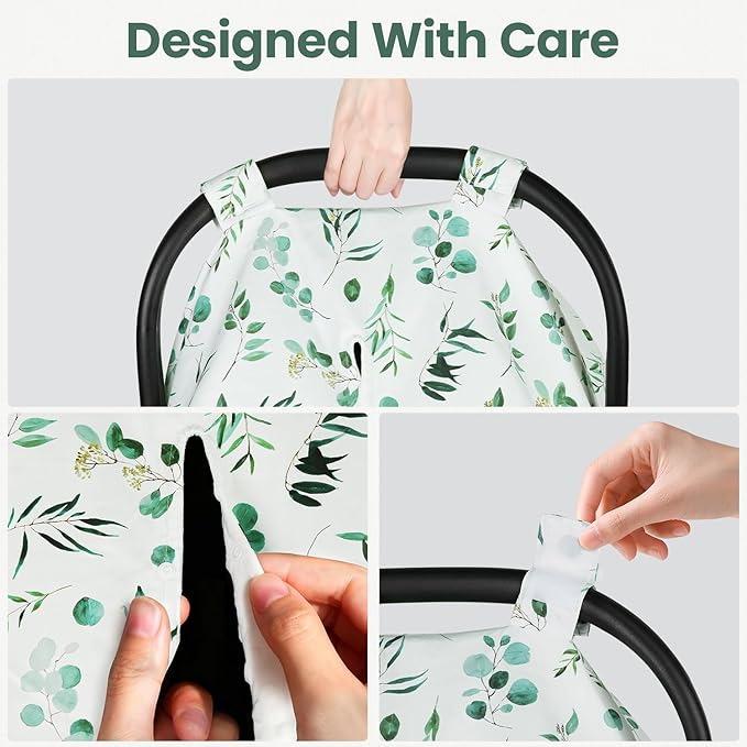 Rquite Car Seat Cover Baby, Carseat Covers Baby Girl, Winter Infant Car Seat Cover, Warm Minky Car Seat Canopy, Baby Carrier 