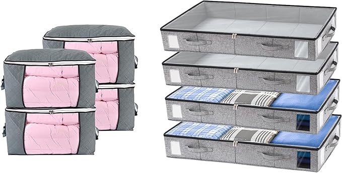 combocube Comforter Storage Bag and Under Bed Storage Containers Bundle (8-Piece Set)