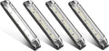 Partsam 4pcs 6" White 12 Led Utility Strip Light Boat Marine Light Bar Trailer Truck RV Camper Caravans Thin led Side Marker Clearance Lights, 6 Inch Under Hood Lights Dome Light Step Lighting