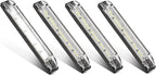Partsam 4pcs 6" White 12 Led Utility Strip Light Boat Marine Light Bar Trailer Truck RV Camper Caravans Thin led Side Marker Clearance Lights, 6 Inch Under Hood Lights Dome Light Step Lighting