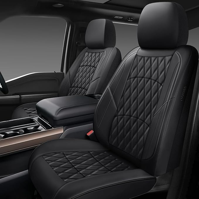 NS YOLO Leather Car Seat Covers,Universal Fit for Most Cars,SUVs and Sedans,Waterproof Luxury Leatherette Cushions, 2 Seats P
