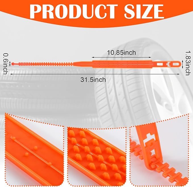 12 Pcs Heavy Duty Anti Skid Snow Tire Chains, Nylon Winter Snow Tracks with 2 Gloves and 1 Hook, Universal Emergency Car Tire
