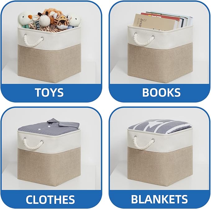 Temary Cube Storage Bins 11 x 11 Fabric Storage Baskets 4 Pack Storage Cubes Baskets for Gift Empty, Cube Organizer Bins Clot