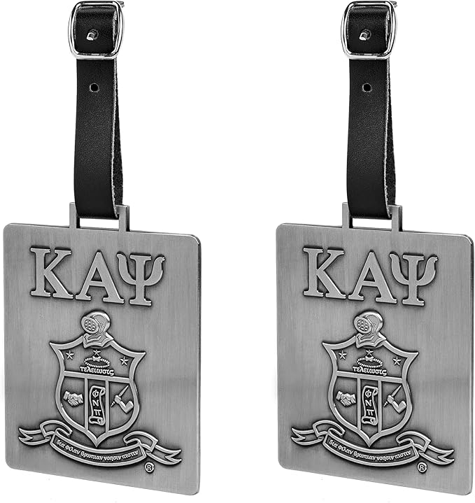 Kappa Alpha Psi Fraternity Paraphernalia - Official Vendor - Luggage Tags - Set of 2 - Greek Letters and Shield