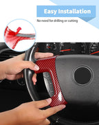 Voodonala Red Carbon Fiber Steering Wheel Panel Trim Cover Compatible with Chevy Silverado/Tahoe/Suburban/Avalanche/Escalade/GMC-Yukon/GMC-Sierra 2007 2008 2009 2010 2011 2012 2013