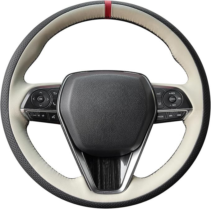 MEWANT Breathable Hand Sewn Car Steering Wheel Cover for Toyota Camry 2018-2019 / Toyota Avalon 2019 / Toyota Corolla 2019-2020 / Toyota RAV4 2019 Steering Wheel Accessories