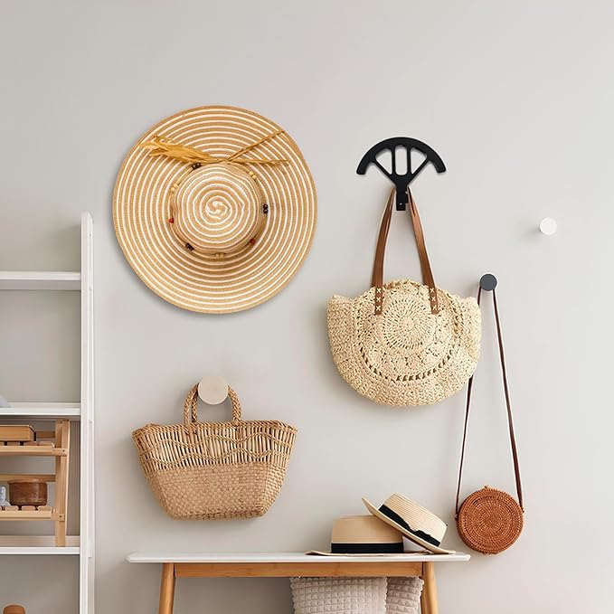 Wall mounted wooden cowboy hat rack, adjustable western cowboy hat rack, used for wide brimmed hats, hat storage, black, for 