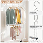 STORAGE MANIAC Hanging Closet Rod, Adjustable Width and Height Closet Hanging Organizer, Space-Saving Clothes Hanging Bar, Cl