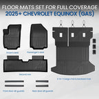 Floor Mats & Cargo Mat with Backrest Mat for 2025-2026 Chevy Equinox(Only Gas)/GMC Terrain, Door Sill Guards, All Weather TPE Car Floor Liners Trunk Mat Accessories for Chevrolet Equinox