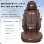 Coverado Front and Back Seat Covers 5 Pieces, Waterproof Nappa Leather Auto Seat Protectors Full Set with Head Pillow, Univer
