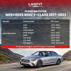 LASFIT Floor Mats for Mercedes Benz E Class 2017-2023 E300 / E350 / E400 / E450/ E43 AMG / E53 AMG / E63 AMG S (Fit Sedan & Wagon Only), All Weather TPE Floor Liners for E Class, 1st & 2nd Row