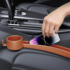 2PCS Car Seat Gap Filler, Soft Carbon Fiber Vehicle Between Seat and Console Organizer with Cup Holder, Prevent Falling Automotive Interior Chair Gap Plug, Universal Fit (Orange)