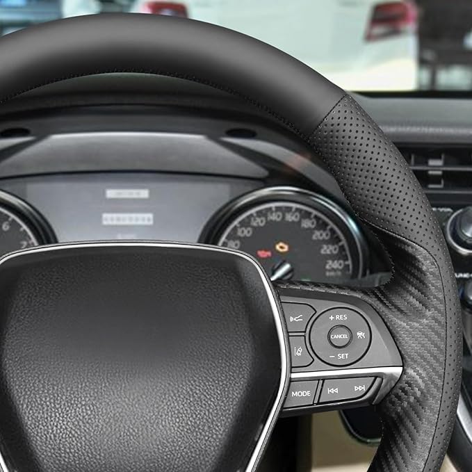 MEWANT Hand Sewn Steering Wheel Cover for Toyota Camry 2018-2019/Toyota Avalon 2019/Toyota Corolla 2019-2020/Toyota RAV4 2019 Steering Wheel Accessories