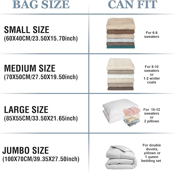 Roomimaster Vacuum Storage Bags, Vacuum Seal Space Saver Bags for Clothing, Travel Lugggage,Carry-on, Blankets, Comforters, P