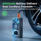 Cordless Tire Inflator Portable Air Compressor, 150PSI with Power Bank Function, Large LED Screen, Auto Shut-Off, 10 FT Car Cord & Type-C Cable for Car Motorcycle Bike Ball