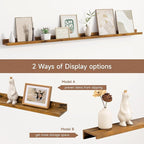 Fun Memories Picture Ledge Shelf, 60 Inch Floating Shelves Set of 2, Large Book Shelves for Toys Storage, Kids Bookshelf Wall