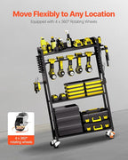 VEVOR 4-Tier Tool Organizer Cart, 150 lbs Load Capacity, Floor Stand Rolling Drill Holder and Stability Storage Rack, Heavy D